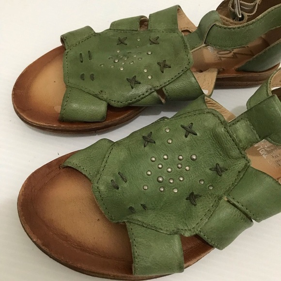 Miz Mooz Fascinate Leather Studded Ankle Strap Sandals Aloe EU 36/ US 6 - Picture 4 of 9